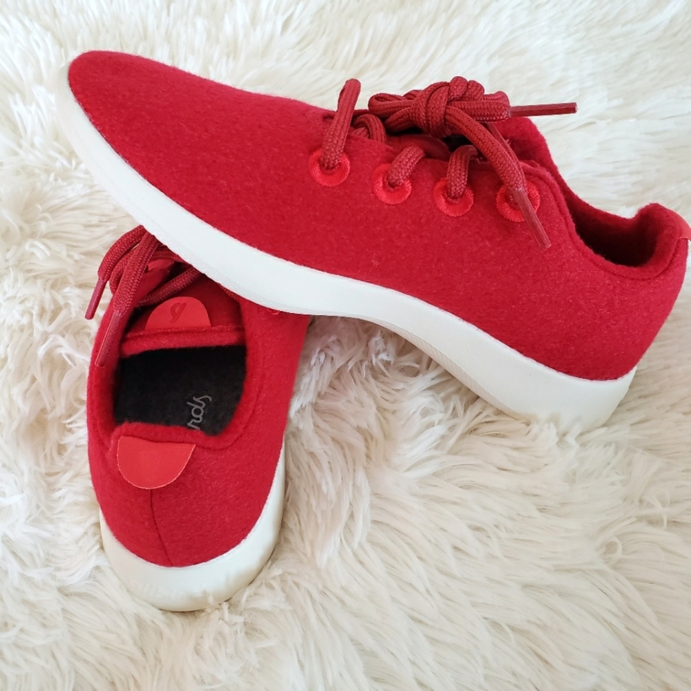 ALLBIRDS Red Merino Wool Lace Up Walking Sneakers--NEW--5 - Picture 2 of 12